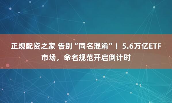 正规配资之家 告别“同名混淆”！5.6万亿ETF市场，命名规范开启倒计时